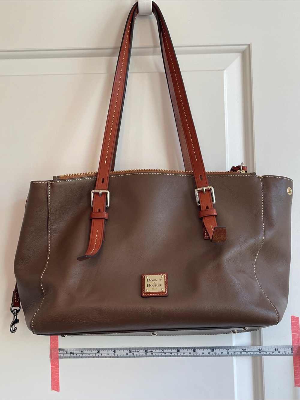 Dooney & Burke Leather Satchel Brwown Taupe British Tan Straps